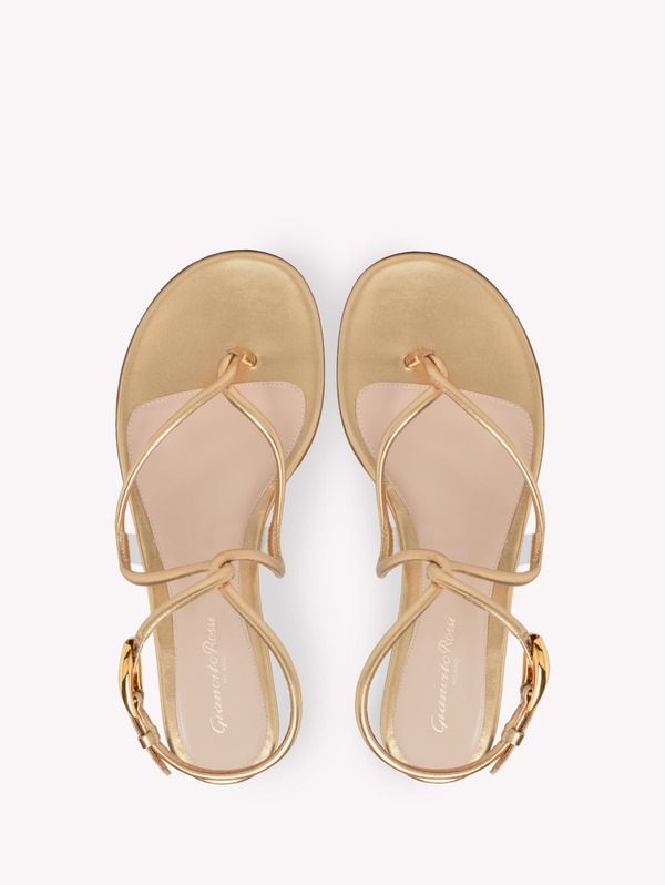 ジャンヴィト ロッシ レディース シューズ サンダル Gianvito Rossi Jungle Mamba Flat Sandals Metallic Gold Leather ゴールド