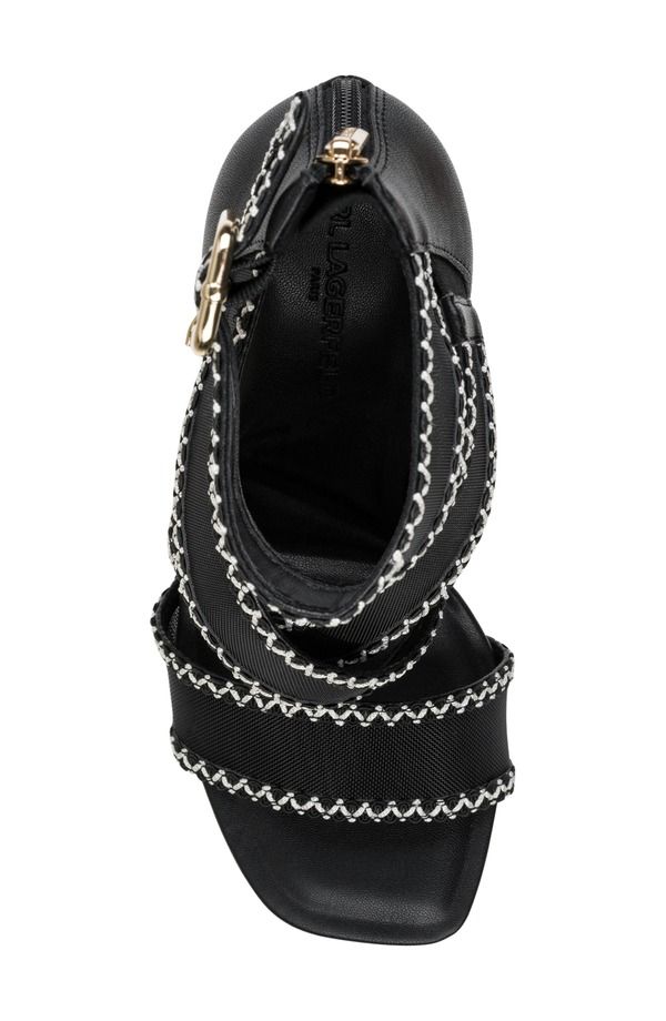 カール ラガーフェルド レディース シューズ サンダル アンクル KARLAGERFELD PARIS Careliz Ankle Strap Sandal Black White ホワイト
