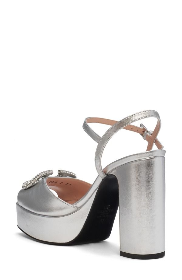 ヴァレンティノ レディース シューズ サンダル プラットフォーム トール ロゴ Valentino Garavani VLOGO Signature Metallic Platform Sandal Silver シルバー