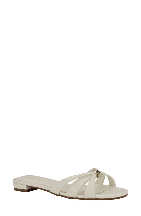 カルバンクライン レディース シューズ サンダル Calvin Klein Petula Slide Sandal White ホワイト