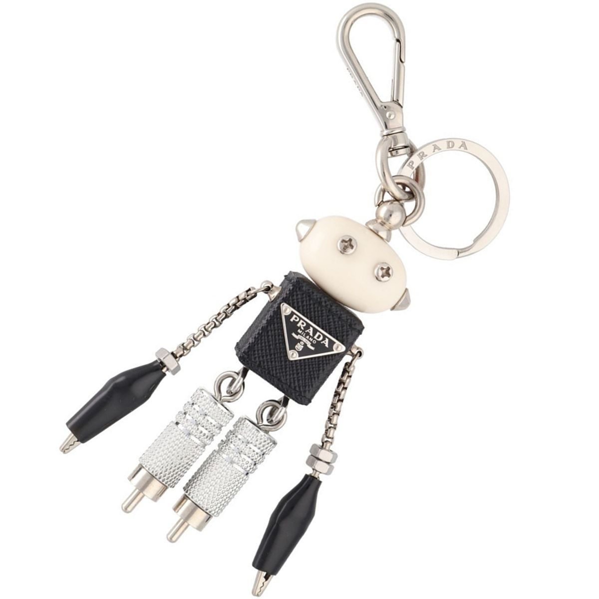 中古】 PRADA プラダ ロボット サフィアーノレザーキーチェーン バッグ