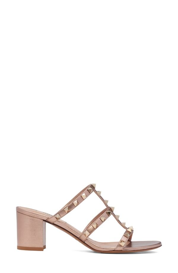 ヴァレンティノ レディース シューズ サンダル トール Valentino Garavani Rockstud Metallic Slide Sandal Women Rose メタリック