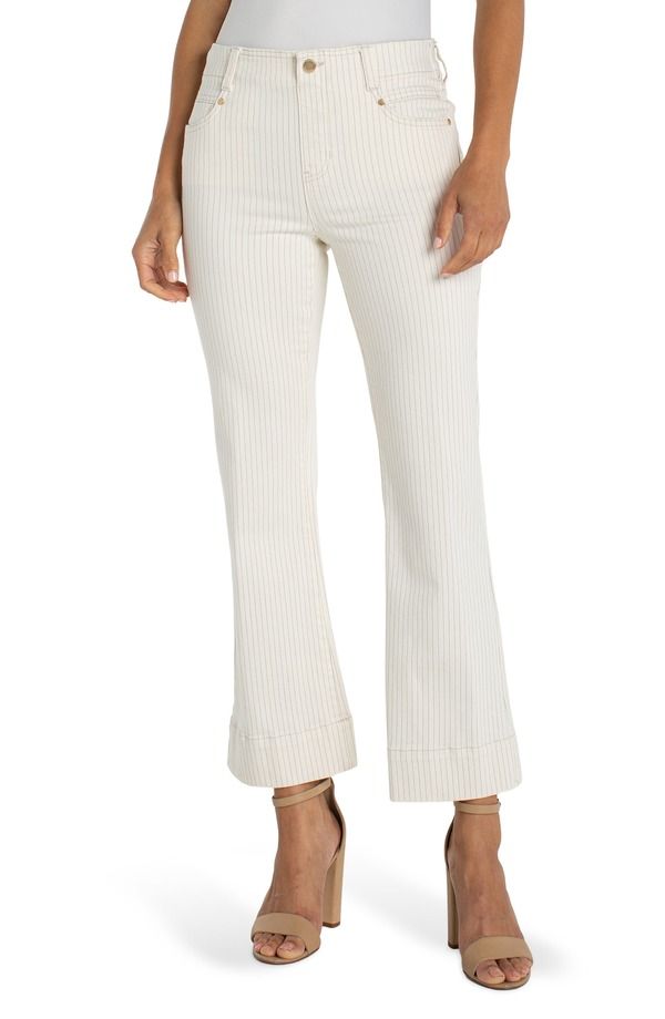 リヴァプール ロサンゼルス レディース ボトムス カジュアルパンツ ジーンズ Liverpoolos Angeles Gia Glider Stripe PullOn Crop Flare Jeans Nautical Stripe ストライプ