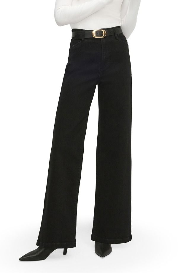フェイバリット ドーター レディース ボトムス デニムパンツ ワイドレッグ ハイウエスト ジーンズ Favorite Daughter The Mischa High Waist Wide Leg Jeans Onyx