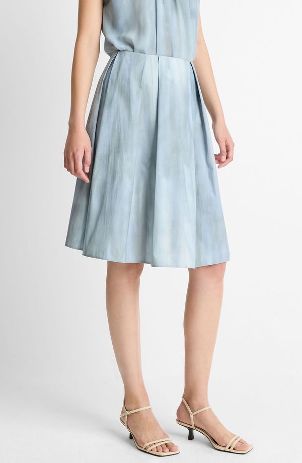 ヴィンス レディース ボトムスカート プリーツ コットン Vince Pleated Cotton Skirt Azura Wash