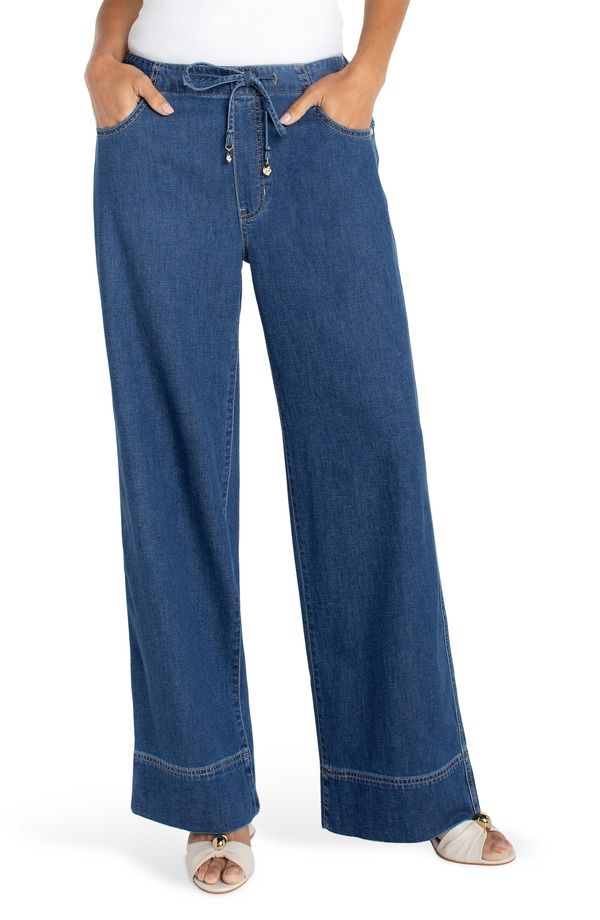 リヴァプール ロサンゼルス レディース ボトムス デニムパンツ ワイドレッグ ジーンズ Liverpoolos Angeles Tie Waist Wide Leg Jeans Wilder