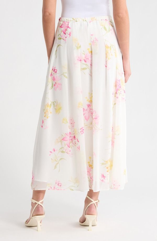 ヴィンスカムート レディース ボトムスカート フラワー柄 マキシ フラワー Vince Camuto Floral Maxi Skirt Lemon Cream クリーム