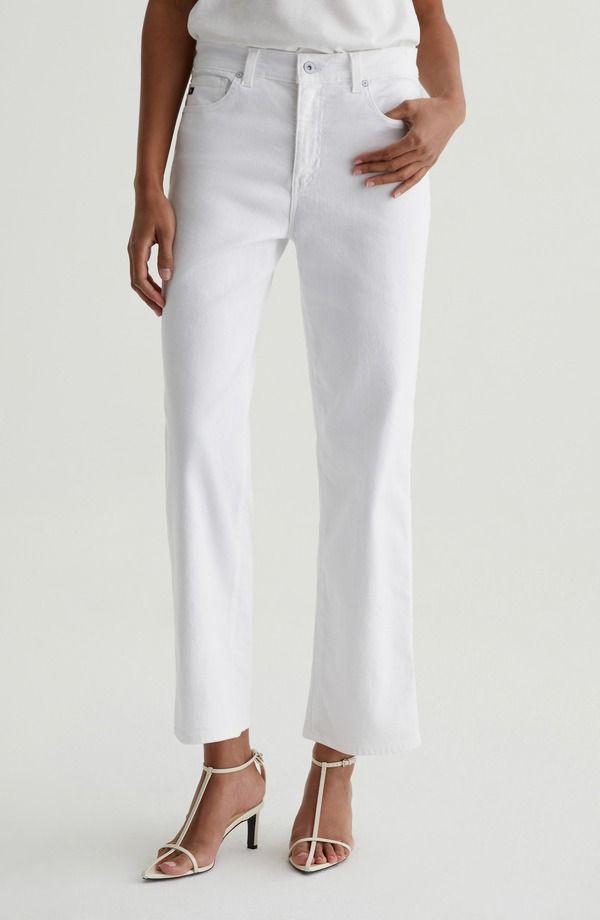エージー レディース ボトムス デニムパンツ ストレート アンクル ジーンズ AG Brinley Mid Rise Ankle Straight Leg Jeans Gallery White ホワイト