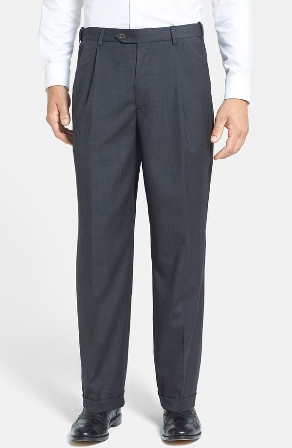 ベール メンズ ボトムス カジュアルパンツ プリーツ Berle Self Sizer Waist Pleated Lightweight Plain Weave Classic Fitrousers Charcoal チャコール