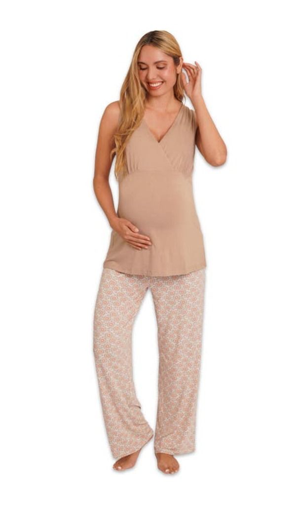 エヴァリーグレー レディース アンダーウェア ナイトウェア マタニティ Everly Grey Analise During After 5Piece MaternityNursing Sleep Set for Mom Baby Bohemian