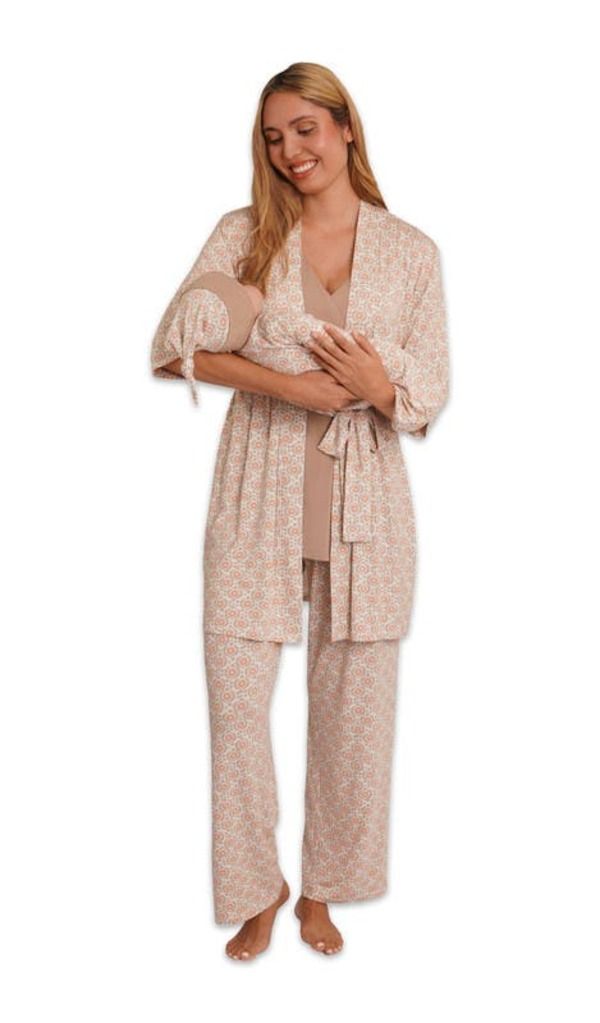 エヴァリーグレー レディース アンダーウェア ナイトウェア マタニティ Everly Grey Analise During After 5Piece MaternityNursing Sleep Set for Mom Baby Bohemian