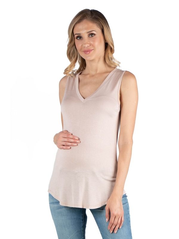 24 セブンコンフォート レディース トップス シャツ Vネック マタニティ 24seven Comfort Apparel Maternity VNeck Tunic Tank Top with Round Hemline Nude