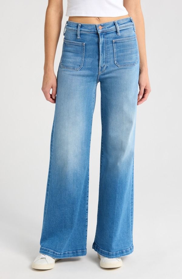 マザー レディース ボトムス デニムパンツ ワイドレッグ ジーンズ MOTHER The Hustleroller Patch Pocket Sneak Wide Leg Jeans Piece By Piece