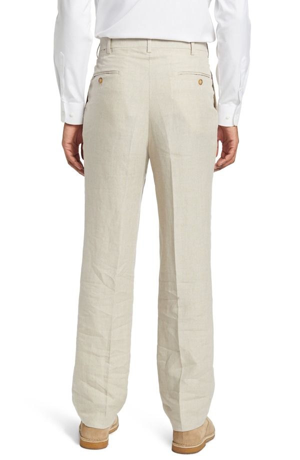 ベール メンズ ボトムス カジュアルパンツ リネン Berle Pleat Front Linen Pants Tan タン