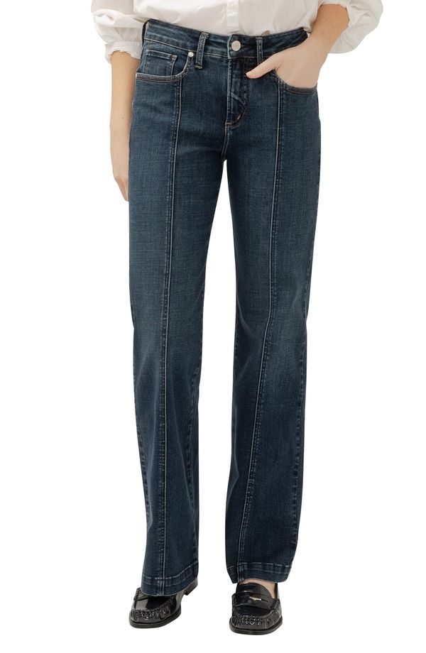 シルバー ジーンズ レディース ボトムス デニムパンツ ストレート ハイウエスト Silver Jeans Co Avery High Waist Front Seam Straight Leg Jeansoul