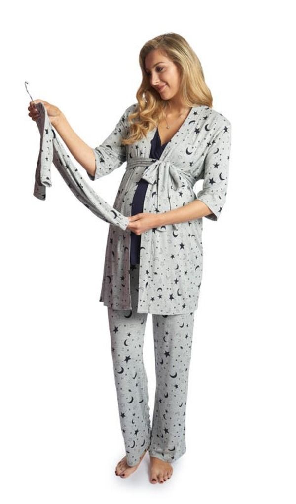 エヴァリーグレー レディース アンダーウェア ナイトウェア マタニティ Everly Grey Analise During After 5Piece MaternityNursing Sleep Set for Mom Baby Twinkle Night