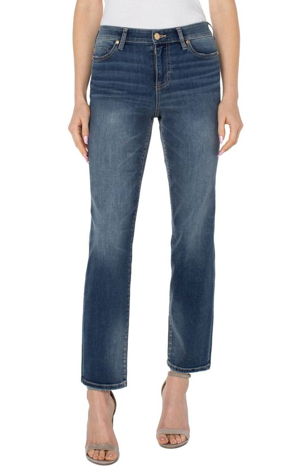 リヴァプール ロサンゼルス レディース ボトムス デニムパンツ ストレート ジーンズ Liverpoolos Angeles Kennedy Distressed Straight Leg Jeans Oasis