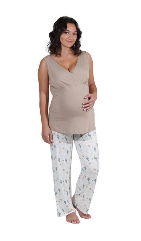 エヴァリーグレー レディース アンダーウェア ナイトウェア マタニティ Everly Grey Analise During After 5Piece MaternityNursing Sleep Set for Mom Baby Rodeo