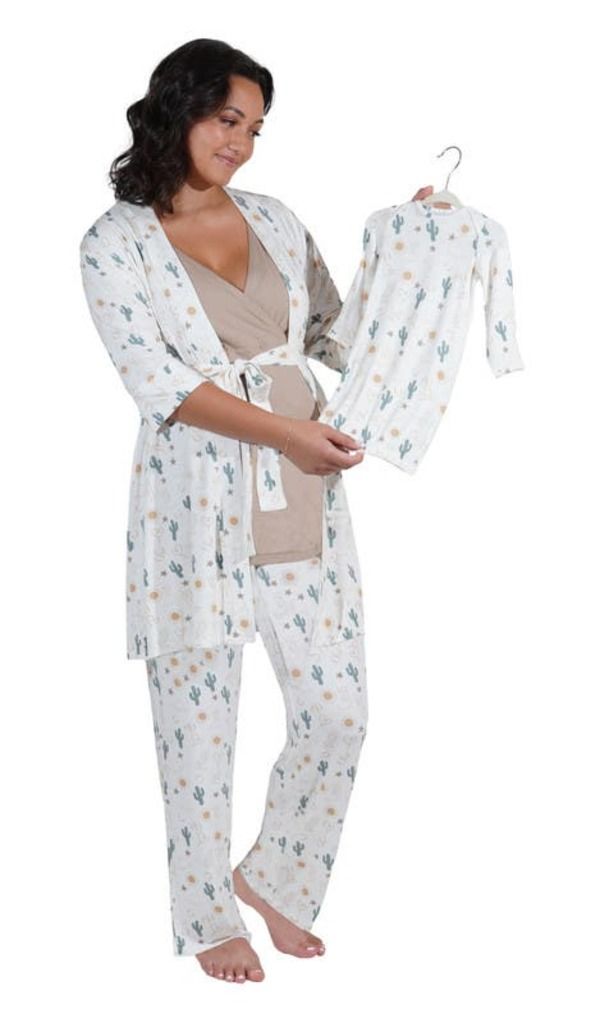 エヴァリーグレー レディース アンダーウェア ナイトウェア マタニティ Everly Grey Analise During After 5Piece MaternityNursing Sleep Set for Mom Baby Rodeo