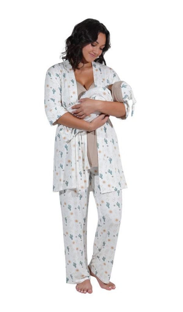 エヴァリーグレー レディース アンダーウェア ナイトウェア マタニティ Everly Grey Analise During After 5Piece MaternityNursing Sleep Set for Mom Baby Rodeo