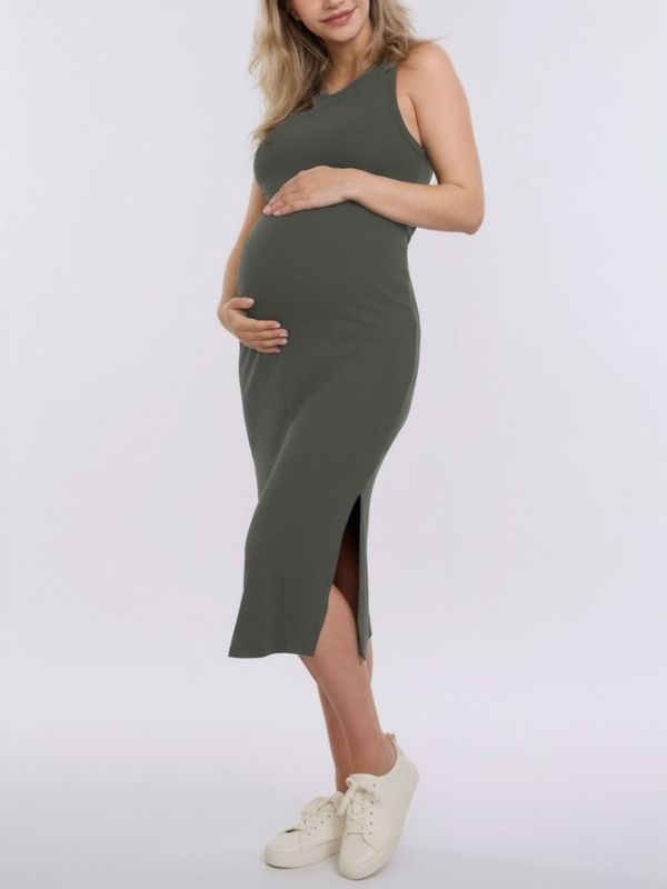 マザーフッドマタニティー レディース トップス ワンピース クルーネック ミディ ノースリーブ MOTHERHOOD MATERNITY Crew Neck Sleeveless Racerback Maternity Midi Dress Deep Dept