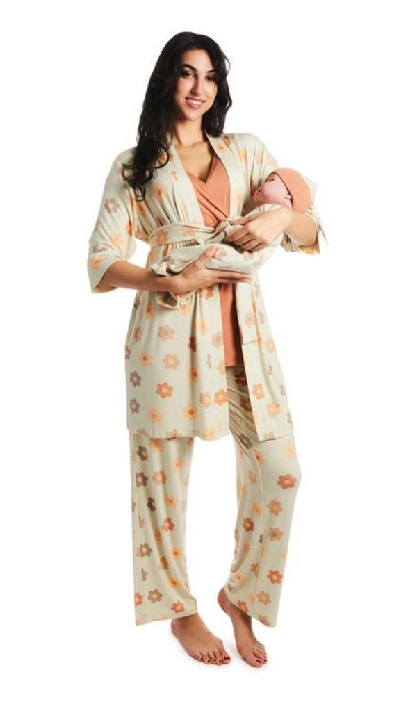 エヴァリーグレー レディース アンダーウェア ナイトウェア マタニティ Everly Grey Analise During After 5Piece MaternityNursing Sleep Set for Mom Baby Daisies エヴァリーグレー レディース アンダーウェア ナイトウェア マタニティ Everly Grey Analise During After 5Piece MaternityNursing Sleep Set for Mom Baby Daisies