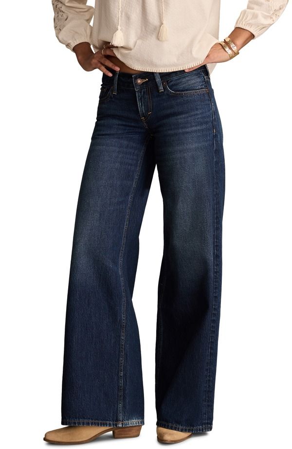 ラッキーブランド レディース ボトムス デニムパンツ ワイドレッグ ローライズ ジーンズ Lucky Brand Ultra Low Rise Baggy Wide Leg Jeans Dark Ink Wash