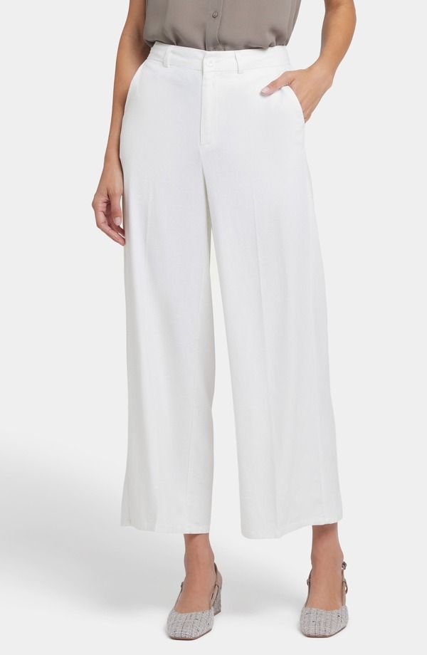 エヌワイディージェイ レディース ボトムス レギンス ワイドレッグ パンツ アンクル リネン NYDJ Morgan Stretch Linen Wide Leg Ankle Pants White ホワイト
