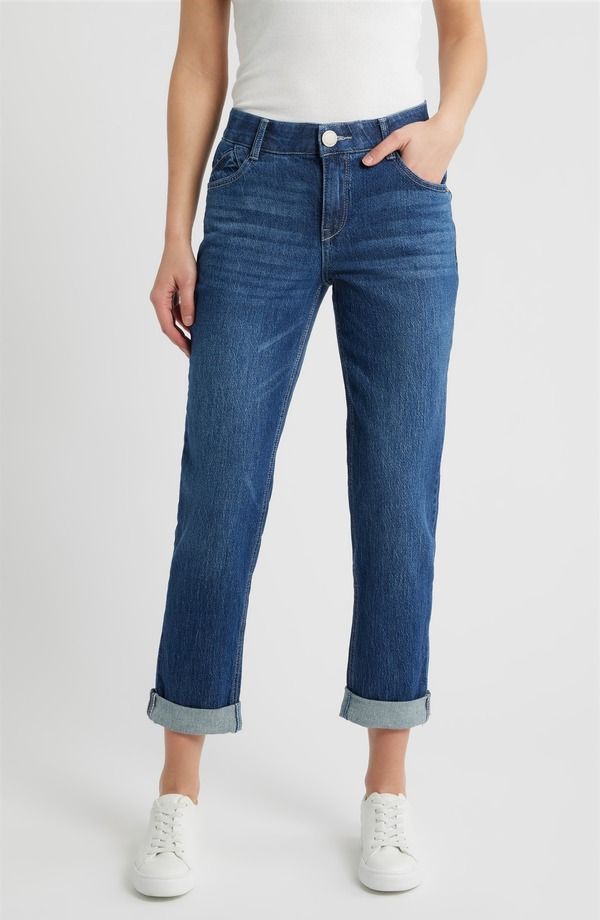ウィットウィズダム レディース ボトムス デニムパンツ ハイウエスト ジーンズ Wit Wisdom Gemma High Waist Girlfriend Jeans Blue ブルー
