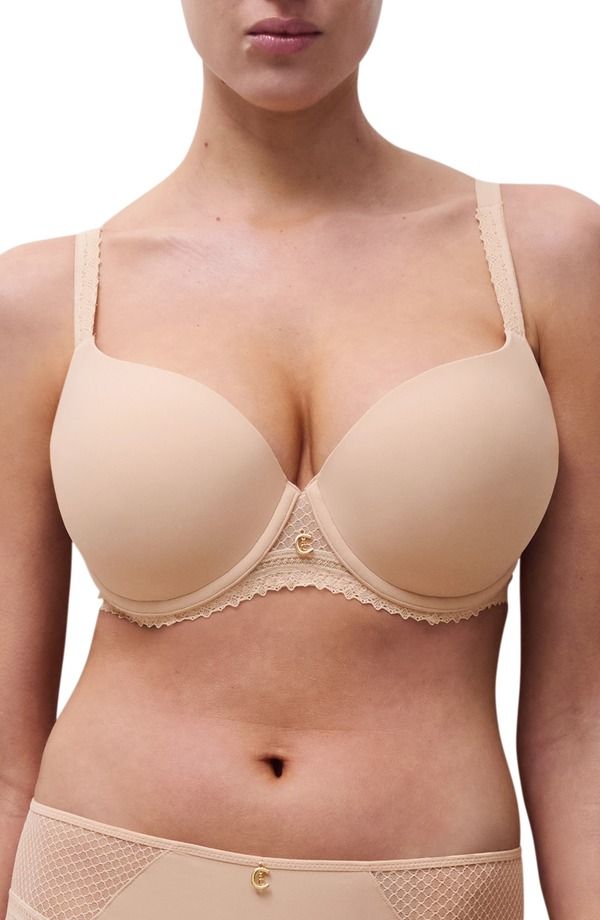 シャンテル レディース トップス Tシャツ Chantelle Lingerie Romance Underwire Low Coverage TShirt Bra Nude Blush ブラッシュ