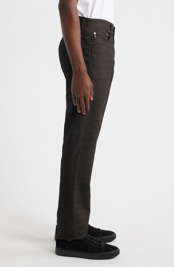エージー メンズ ボトムス カジュアルパンツ ストレート AG Everett Slim Straight Leg Pants Textured Houndstooth Black ブラック