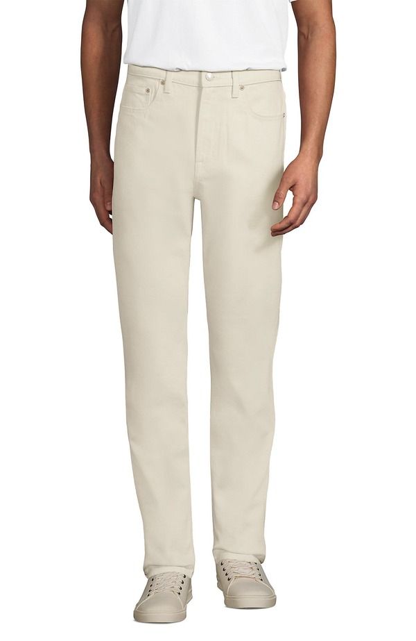 ランズエンド メンズ ボトムス デニムパンツ スリムフィット ジーンズ Lands End Slim Fit Stretch Jeans Washed Undyed Natural ブラック