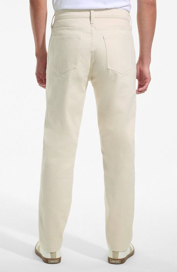 ランズエンド メンズ ボトムス デニムパンツ スリムフィット ジーンズ Lands End Slim Fit Stretch Jeans Washed Undyed Natural ブラック