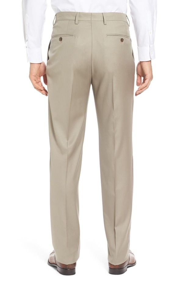 ベール メンズ ボトムス カジュアルパンツ ウール Berle Flat Front Solid Super 130s Wool Gabardine Trousers Tan タン