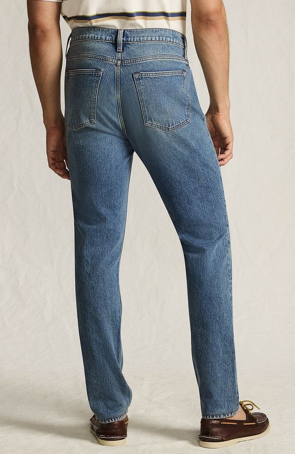 ランズエンド メンズ ボトムス デニムパンツ スリムフィット ジーンズ Lands End Slim Fit Stretch Jeans Washed Medium Tahoe Wash ブラック