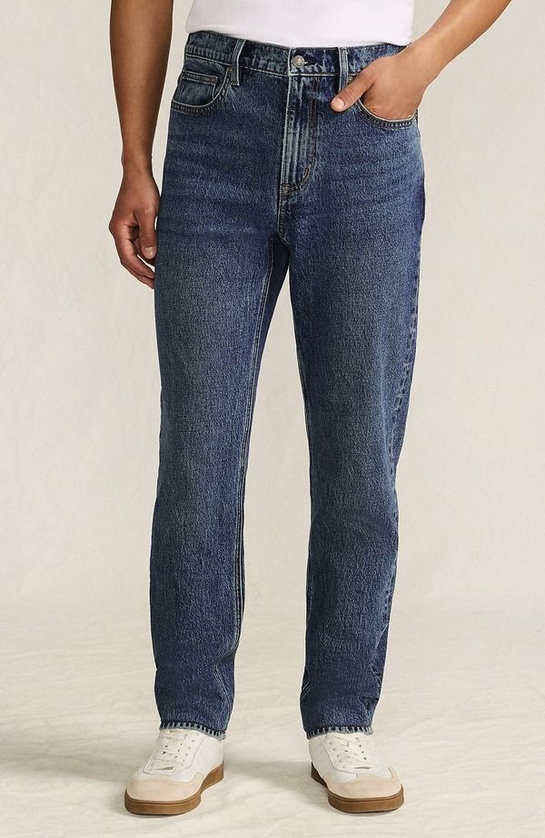 ランズエンド メンズ ボトムス デニムパンツ スリムフィット ジーンズ Lands End Slim Fit Stretch Jeans Washed Medium Glacier Wash ブラック