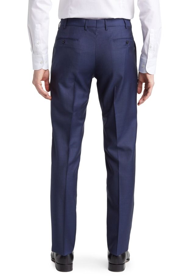 ザネッラ メンズ ボトムス カジュアルパンツ ウール Zanella Parker Classic Wool Sharkskin Dress Pants Blue ブルー
