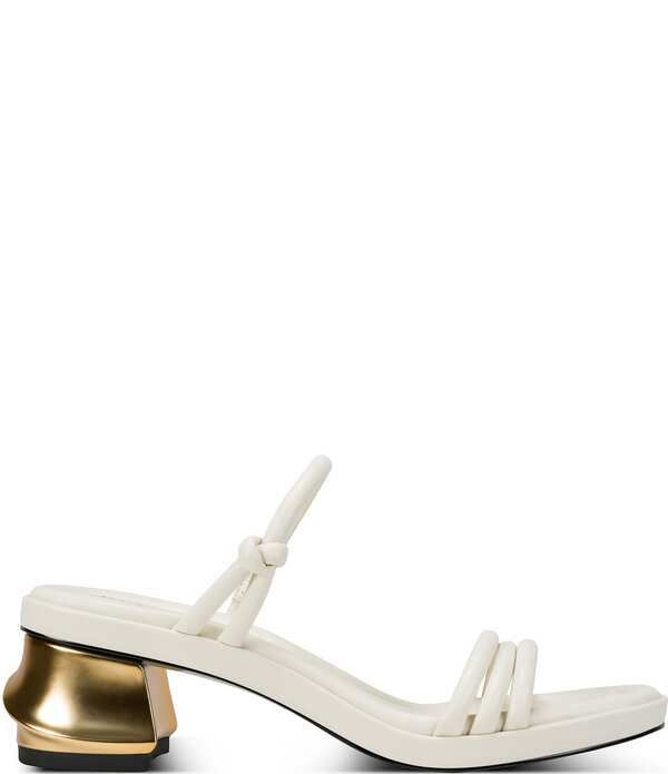 ダナキャラン レディース シューズ サンダル ヒール Donna Karan Tafeta Banded Sculpted Metal Block Heel Slide Sandals Ivory アイボリー