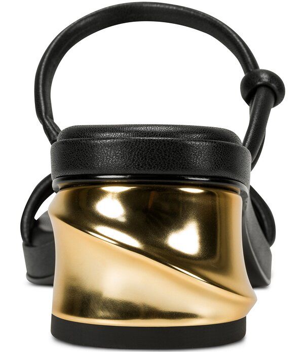 ダナキャラン レディース シューズ サンダル ヒール Donna Karan Tafeta Banded Sculpted Metal Block Heel Slide Sandals Black ブラック