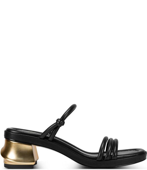 ダナキャラン レディース シューズ サンダル ヒール Donna Karan Tafeta Banded Sculpted Metal Block Heel Slide Sandals Black ブラック