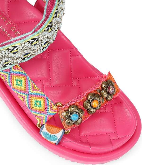 カートジェイガーロンドン レディース シューズ サンダル プリント ロゴ Kurt Geiger London Orson Multi Print Logo Slingback Sandals Bright Pink ピンク