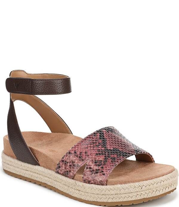 バイオニック レディース シューズ サンダル プラットフォーム プリント アンクル レザー Vionic Yucca Embossed Snake Print Leather Ankle Wraplatform Espadrille Sandals Merlo