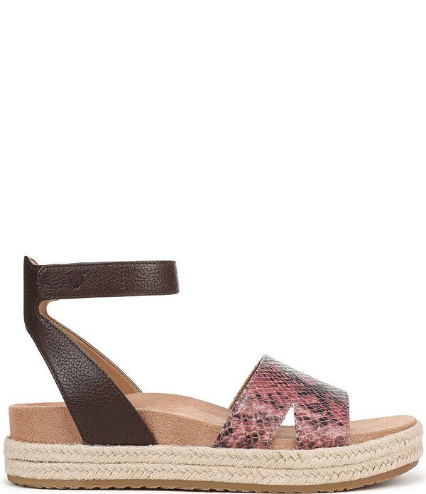 バイオニック レディース シューズ サンダル プラットフォーム プリント アンクル レザー Vionic Yucca Embossed Snake Print Leather Ankle Wraplatform Espadrille Sandals Merlo