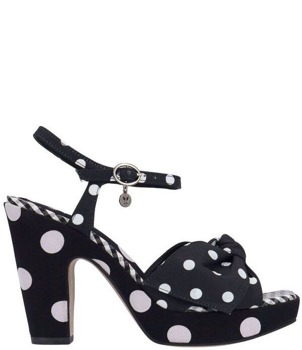 ジェイレニー レディース シューズ サンダル ドット柄 ドット プラットフォーム アンクル ヒール J Renee Burkett Polka Dot Ankle Straplatform Block Heel Bow Dressandals BlackWhi