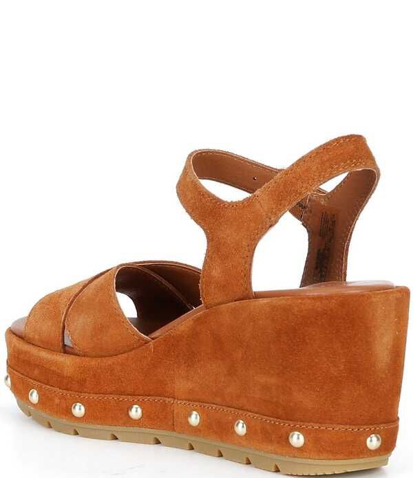 ソレル レディース シューズ サンダル プラットフォーム スエード アンクル Sorel Sunpeak Suede RVT Ankle Wrap Studded Wedge Platform Sandals Iced TeaGum