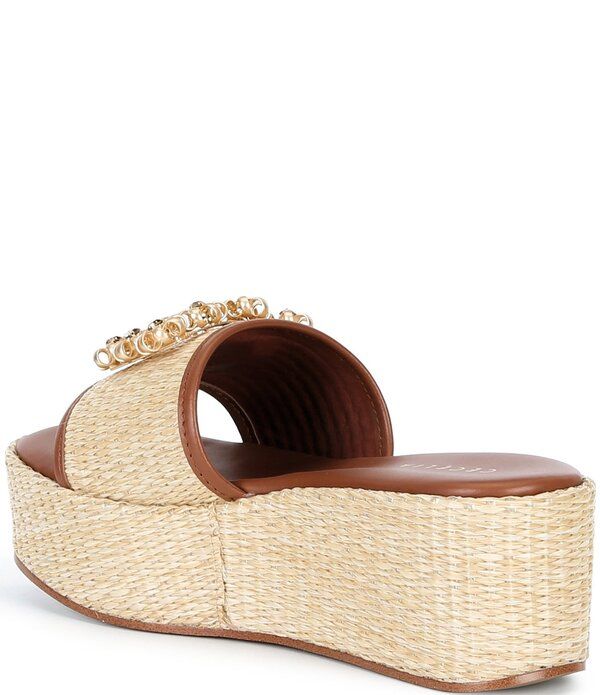 セシリア ニューヨーク レディース シューズ サンダル プラットフォーム Cecelia New York Generous Raffia Platform Slide Wedge Sandals Natural
