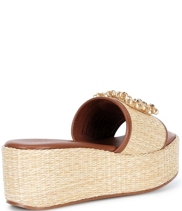 セシリア ニューヨーク レディース シューズ サンダル プラットフォーム Cecelia New York Generous Raffia Platform Slide Wedge Sandals Natural