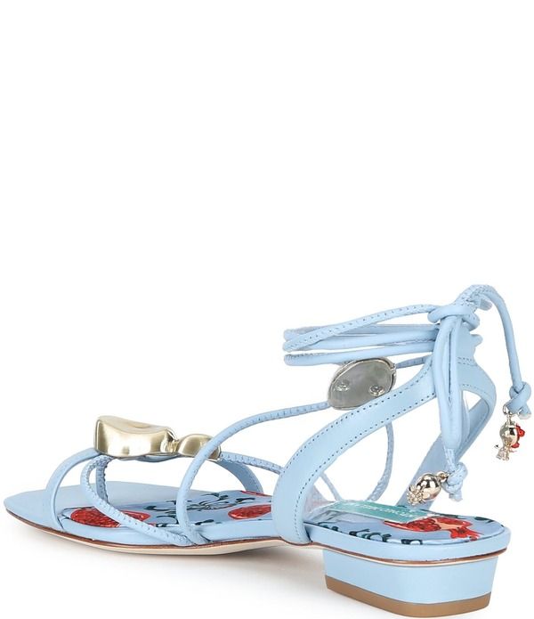 アントニオ メラーニ レディース シューズ サンダル レザー Antonio Melani Nova Leather Ornamented Strappy Flat Sandals Cornflower Blue ブルー
