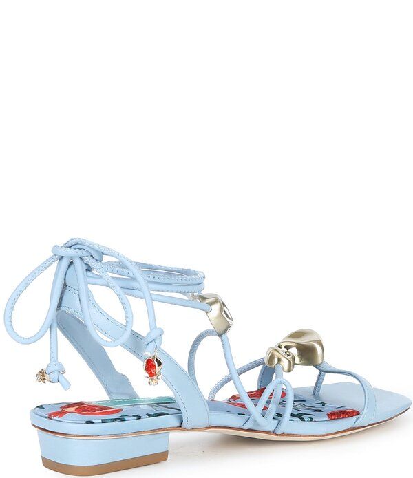 アントニオ メラーニ レディース シューズ サンダル レザー Antonio Melani Nova Leather Ornamented Strappy Flat Sandals Cornflower Blue ブルー