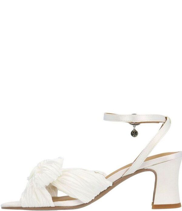 ジェイレニー レディース シューズ サンダル プリーツ サテン アンクル J Renee Olwen Pleated Satin Bow Knot Ankle Strap Sandals White ホワイト